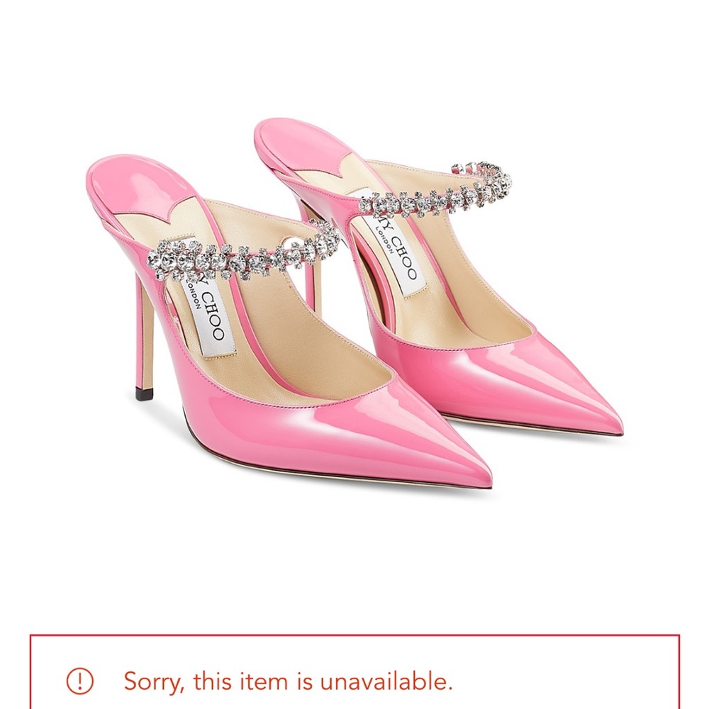 Jimmy Choo candy Pink Patent Heels with Crystal Strap